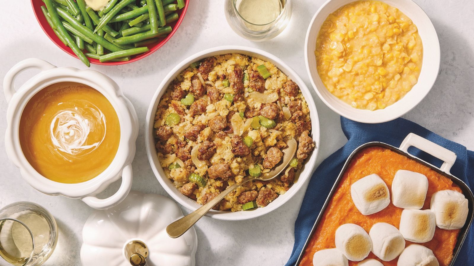 PHOTO: A thanksgiving meal spread using ingredients and products from Aldi.