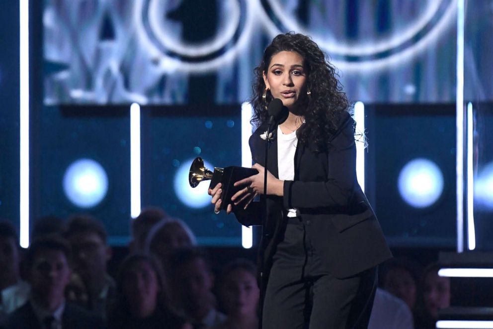 PHOTO: Alessia Cara receives the Best New Artist Grammy during the 60th Annual Grammy Awards show, Jan. 28, 2018, in New York City. 