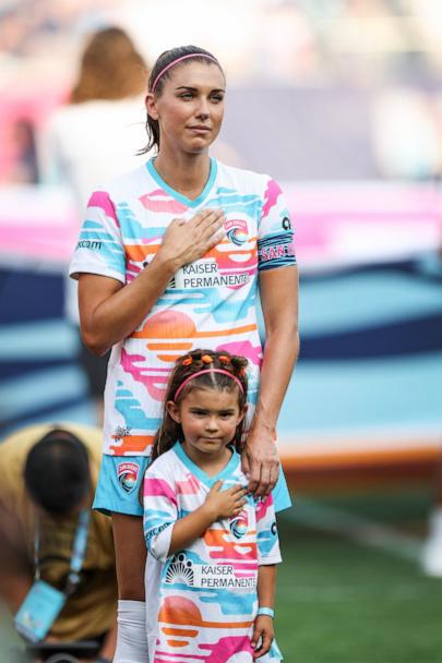 Soccer star Alex Morgan brings daughter Charlie to final game after announcing retirement Good Morning America