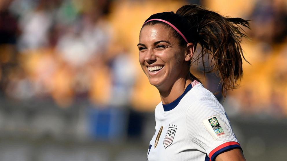 PHOTO: USA's Alex Morgan celebrates after scoring against Haiti during their 2022 Concacaf Women's Championship football match at the Universitario stadium in Monterrey, Mexico on July 4, 2022. 