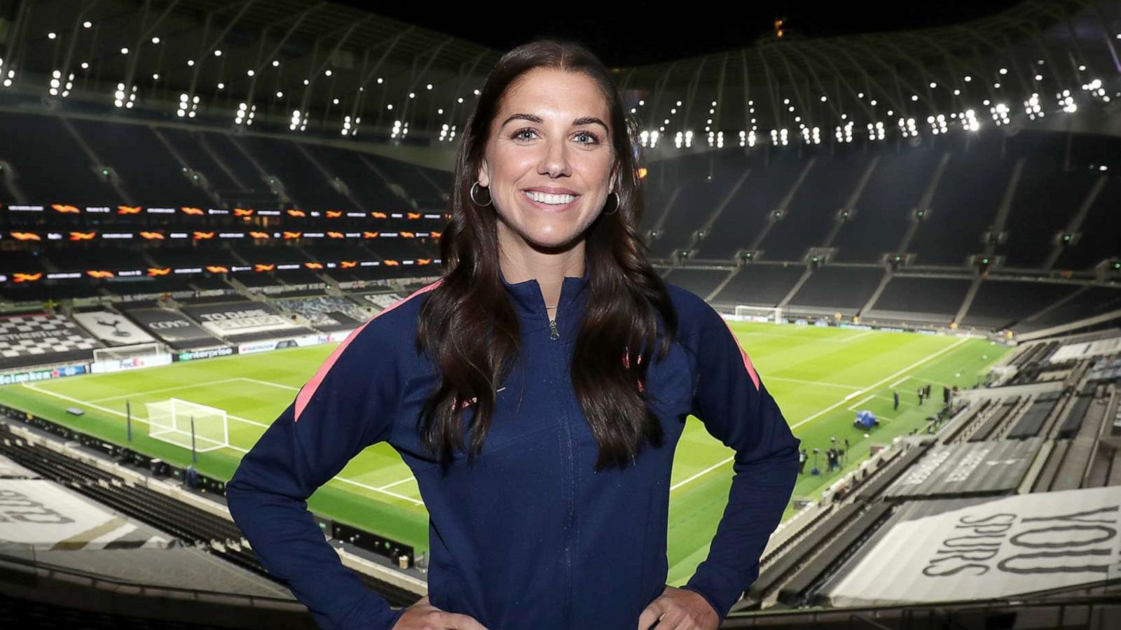 PHOTO: Soccer player Alex Morgan stands inside the Tottenham Hotspur Stadium in London, Dec. 10, 2020.