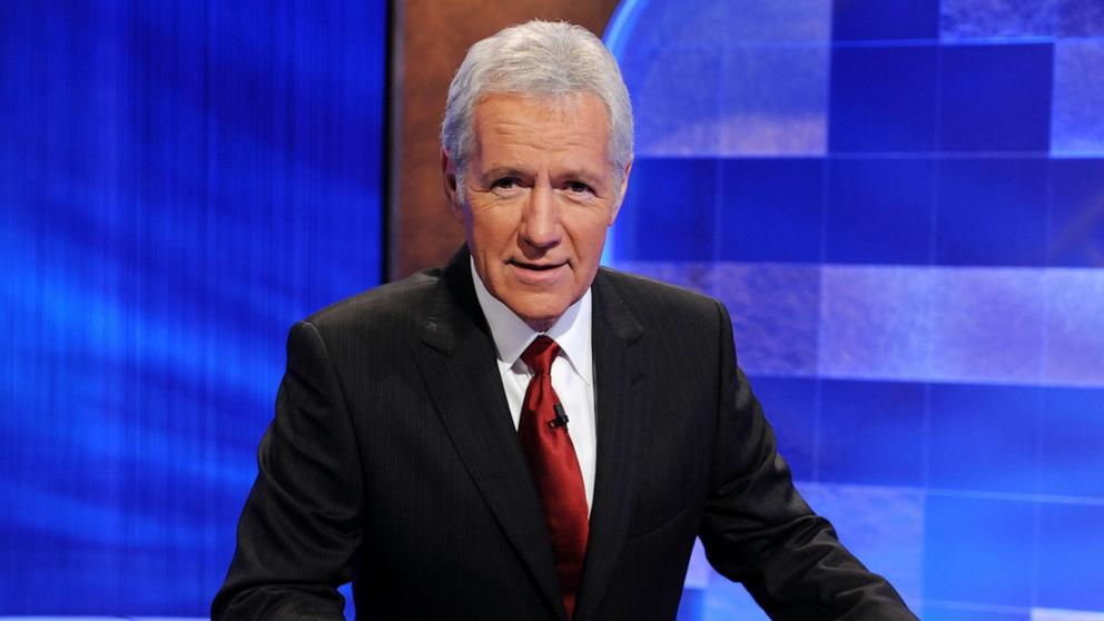 PHOTO: Alex Trebek poses on the set of the "Jeopardy!," April 17, 2010, in Culver City, Calif.