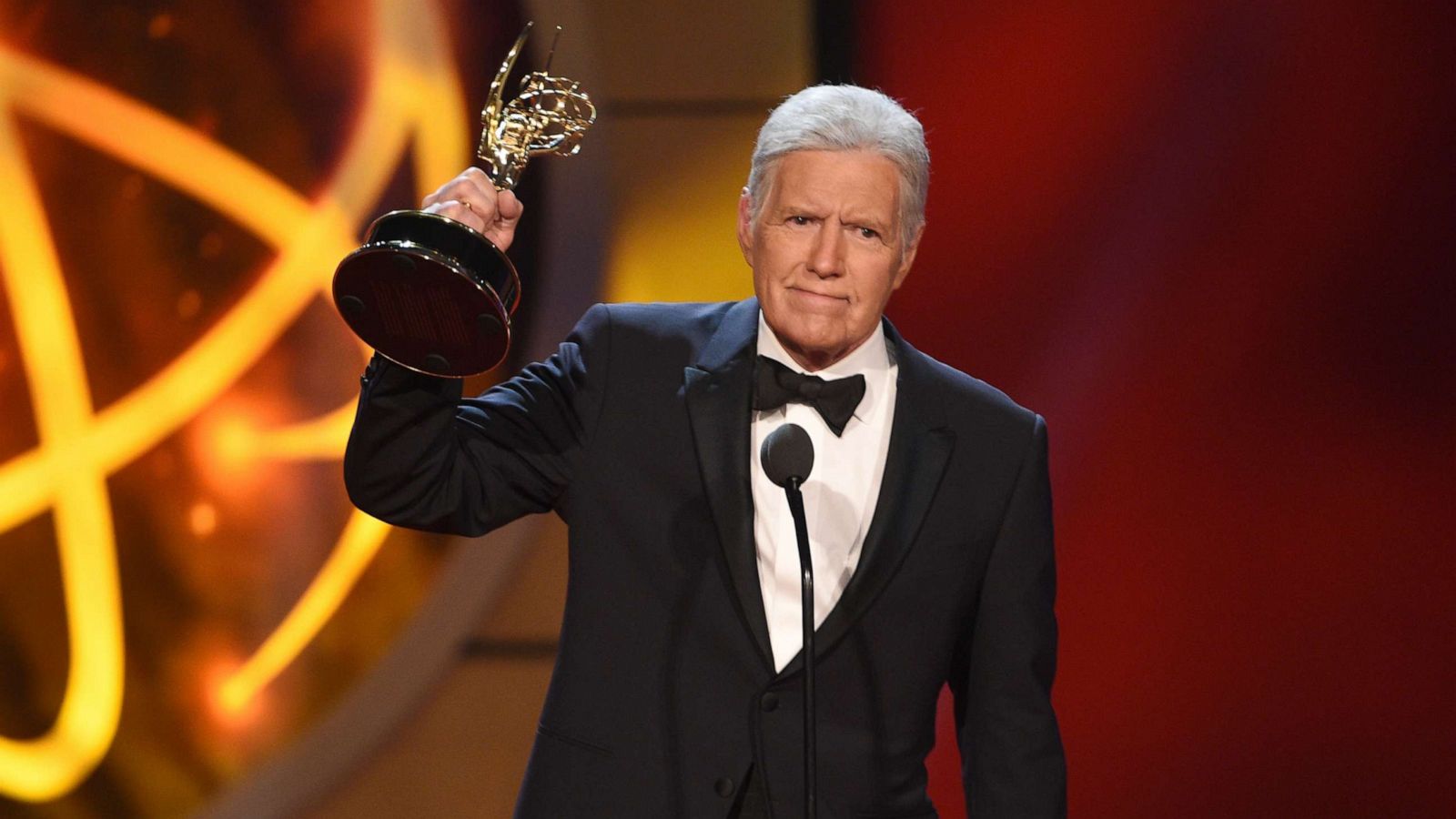 PHOTO: Alex Trebek accepts the award for outstanding game show host for "Jeopardy!" at the 46th annual Daytime Emmy Awards at the Pasadena Civic Center, May 5, 2019, in Pasadena, Calif.