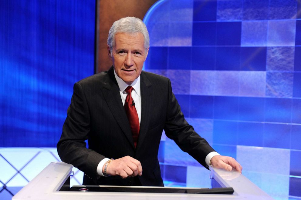 PHOTO: Alex Trebek poses on the set of the "Jeopardy!" Million Dollar Celebrity Invitational Tournament Show Taping on April 17, 2010 in Culver City, Calif.