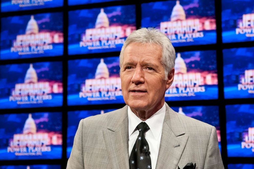 PHOTO: In this April 21, 2012, file photo, Alex Trebek speaks during a rehearsal before a taping of  Jeopardy! Power Players Week at DAR Constitution Hall in Washington, DC.