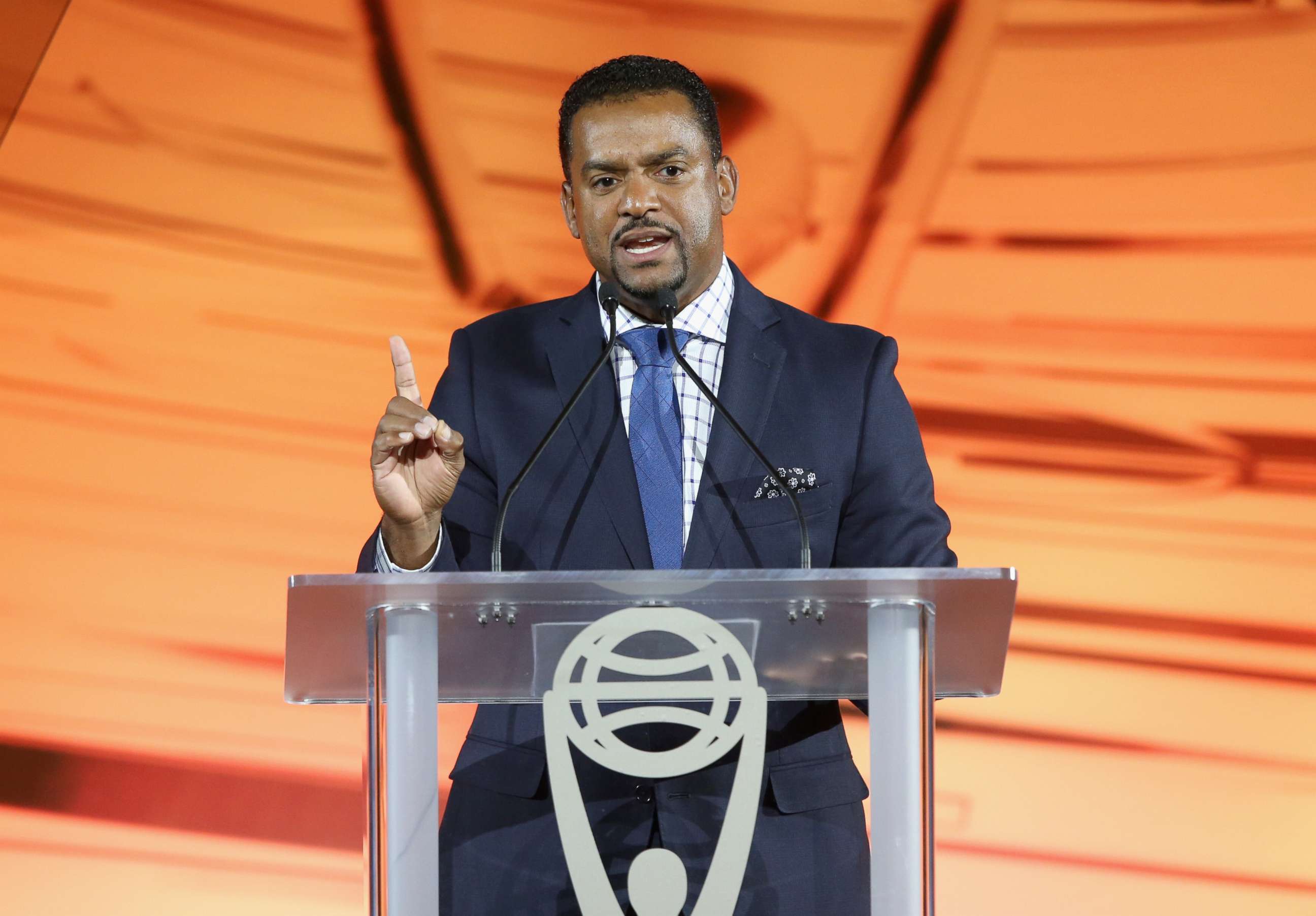 PHOTO: Alfonso Ribeiro speaks onstage during the Clio Entertainment Awards 2018 at Dolby Theatre on Nov. 15, 2018 in Hollywood, Calif.