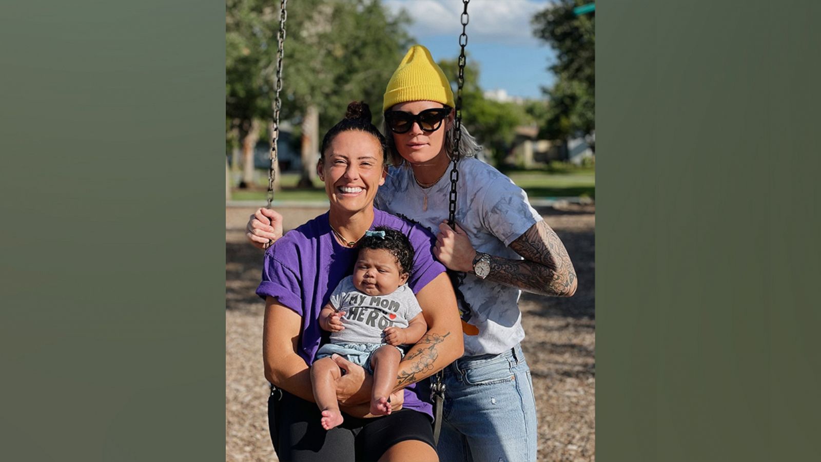 PHOTO: Ali Krieger and Ashlyn Harris adopted their daughter, Sloane, in February 2021.