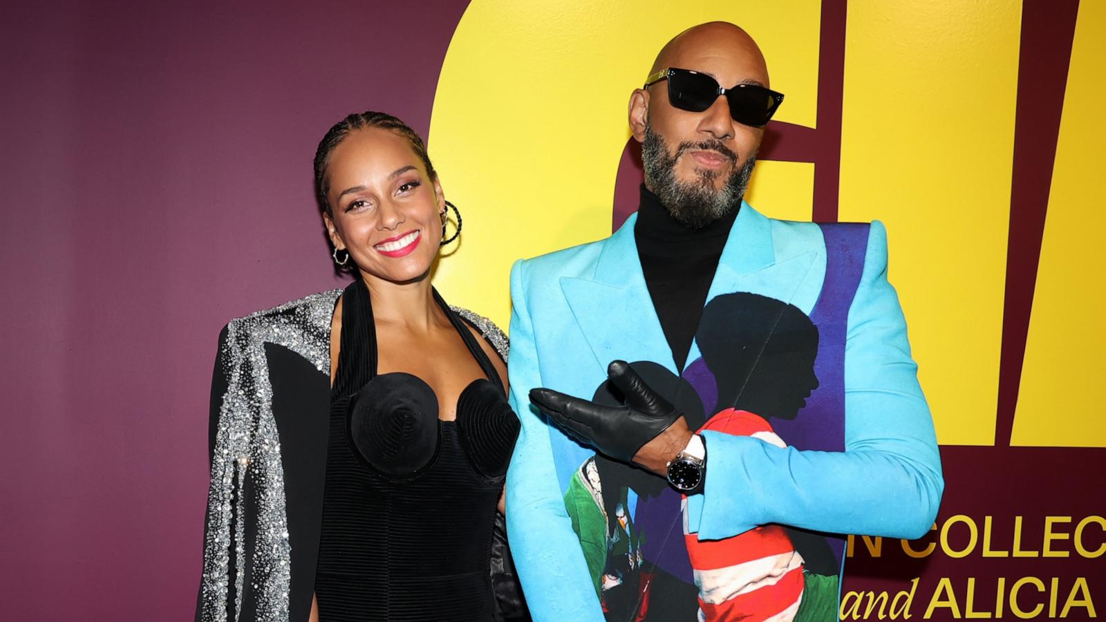 PHOTO: Swizz Beatz and Alicia Keys attend Giants: Art From The Dean Collection Of Swizz Beatz And Alicia Keys at Brooklyn Museum on Feb. 6, 2024 in New York City.