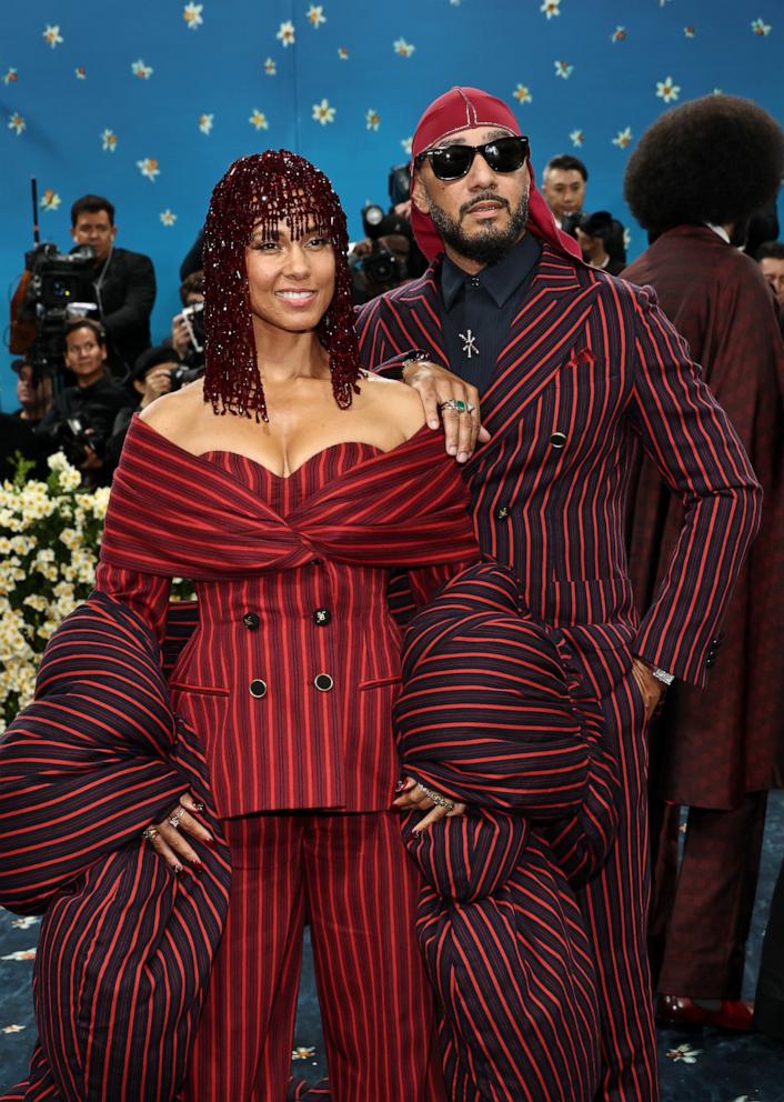 PHOTO: Alicia Keys and Swizz Beatz attend the 2025 Met Gala Celebrating "Superfine: Tailoring Black Style" at Metropolitan Museum of Art on May 05, 2025 in New York City.