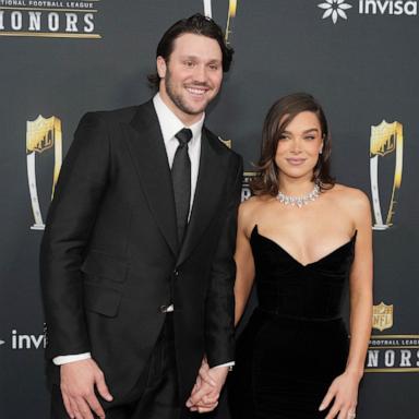 PHOTO: Josh Allen and Hailee Steinfeld on the red carpet before Super Bowl LIX NFL Honors at Saenger Theatre on Feb 6, 2025 in New Orleans.