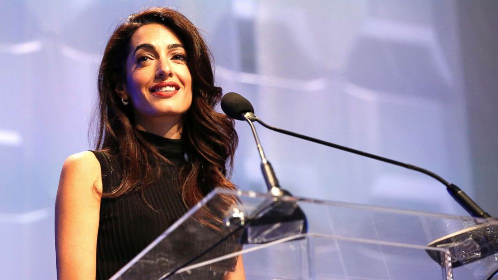 PHOTO: Human rights lawyer Amal Clooney speaks on stage during 2018 Massachusetts Conference For Women at Boston Convention, Dec. 10, 2018.