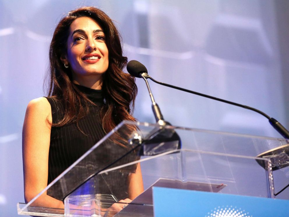 PHOTO: Human rights lawyer Amal Clooney speaks on stage during 2018 Massachusetts Conference For Women at Boston Convention, Dec. 10, 2018.