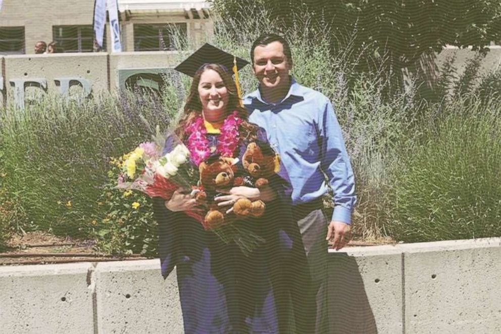 Amanda Williams poses with her husband, Josh, after her graduation ceremony Western Governors University, where she obtained her master's degree in 2017.