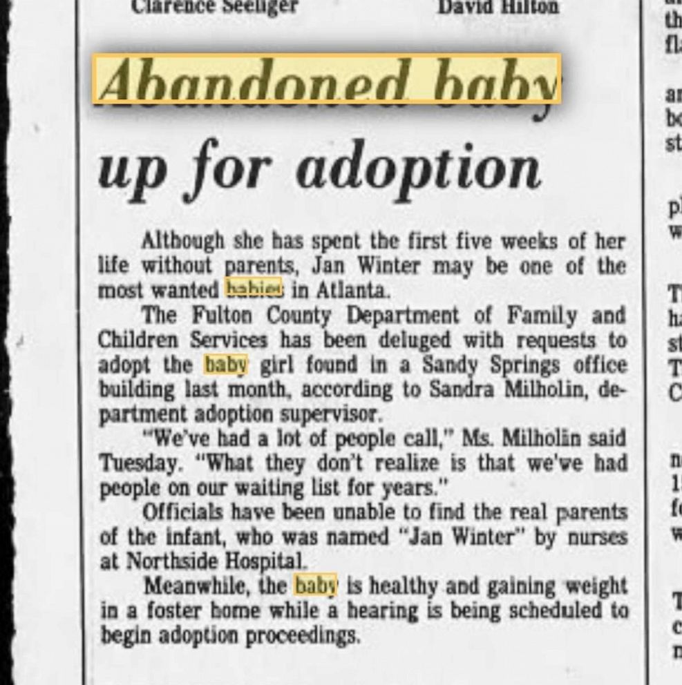 PHOTO: A 1983 news article shows more details about the first weeks of Amanda Jones' life.