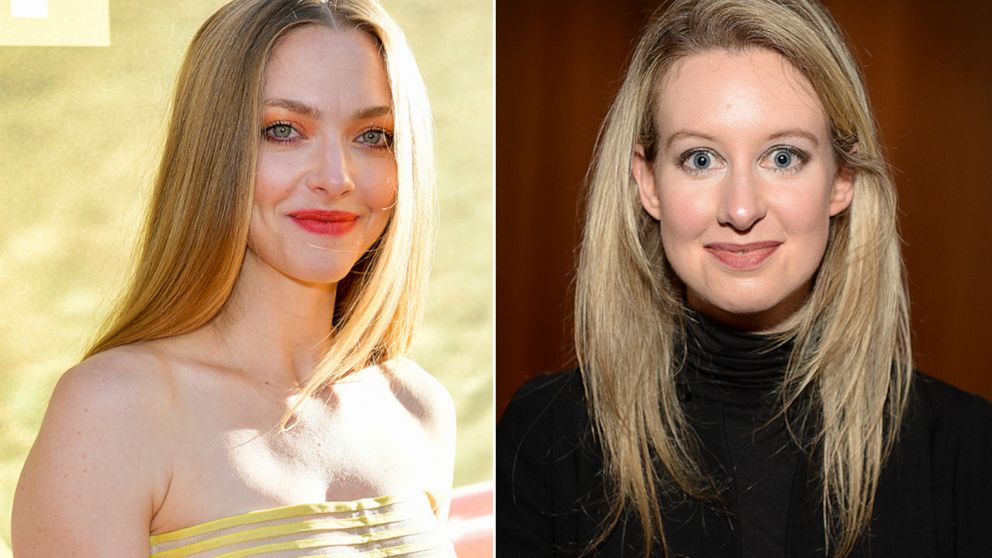 PHOTO: Amanda Seyfried attends the premiere of 20th Century Fox's "The Art of Racing in the Rain," Aug. 1, 2019, in Los Angeles. Elizabeth Holmes attends the Vanity Fair New Establishment Summit cocktail party, Oct. 6, 2015, in San Francisco.