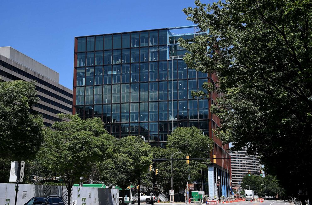 PHOTO: The new headquarters of Amazon, which plans to create 25,000 new jobs, is under construction in the Crystal City neighborhood of Arlington, Va. on May 13, 2020.