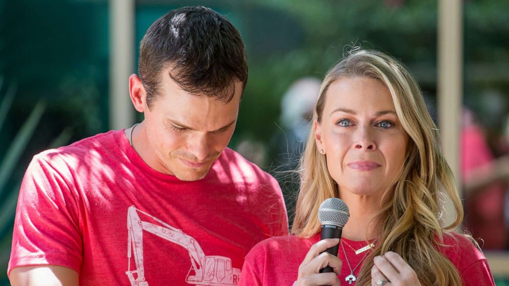 PHOTO: In this June 25, 2019, file photo, Granger Smith and Amber Smith visit Dell Children's Medical Center of Central Texas to present a donation in memory of their son, River Kelly Smith, in Austin, Texas.