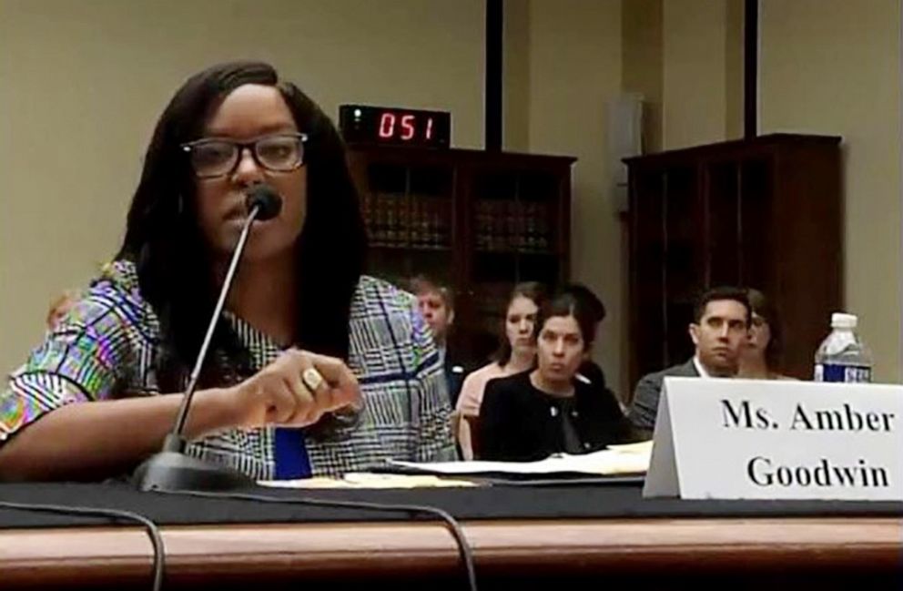 PHOTO: Amber Goodwin testifies before Congress during her second year of law school.