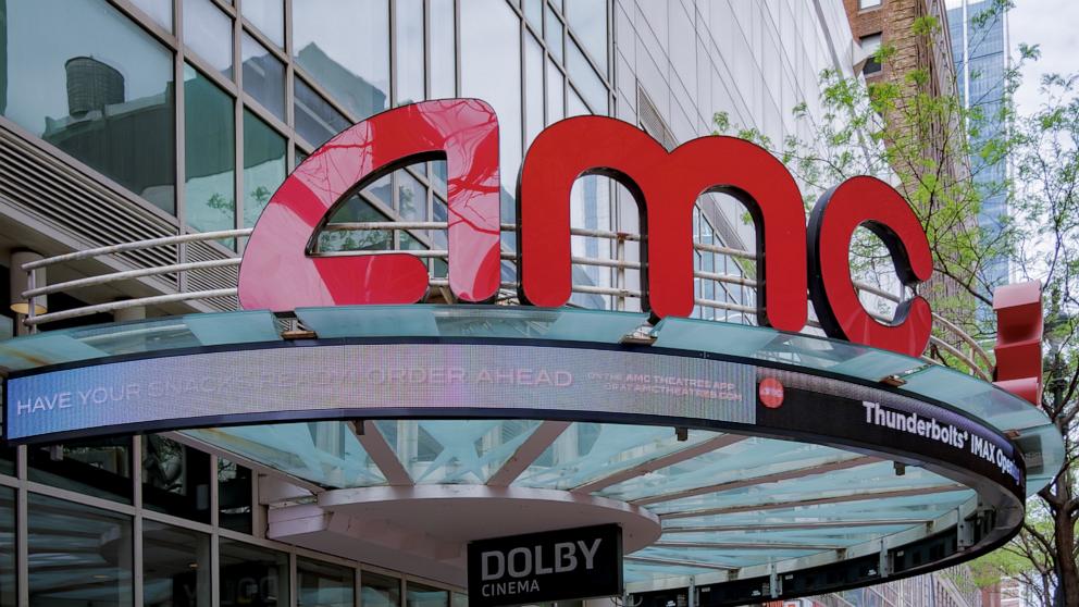 PHOTO: Marquee at the entrance to AMC movie theater in Midtown Manhattan.