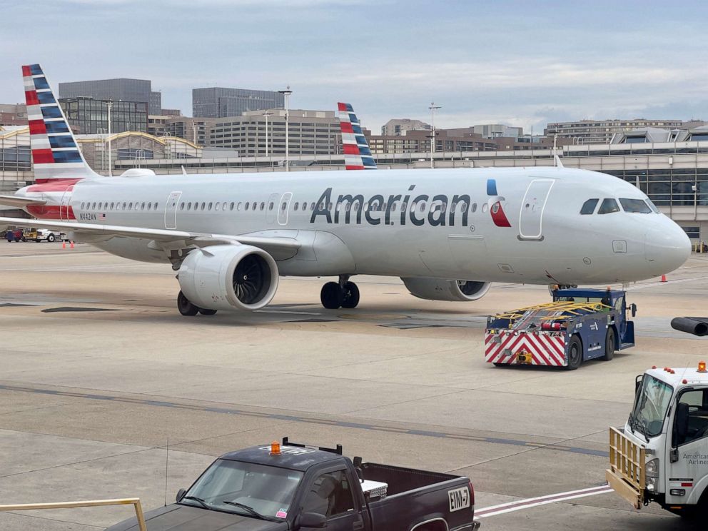 PHOTO: An American Airlines plane sits at the gate at Ronald Reagan Washington National Airport (DCA), Feb. 23, 2023, in Arlington, Va.