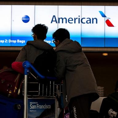 PHOTO: Travelers in the American Airlines check-in area at San Francisco International Airport (SFO) in San Francisco, California, Oct. 21, 2024.