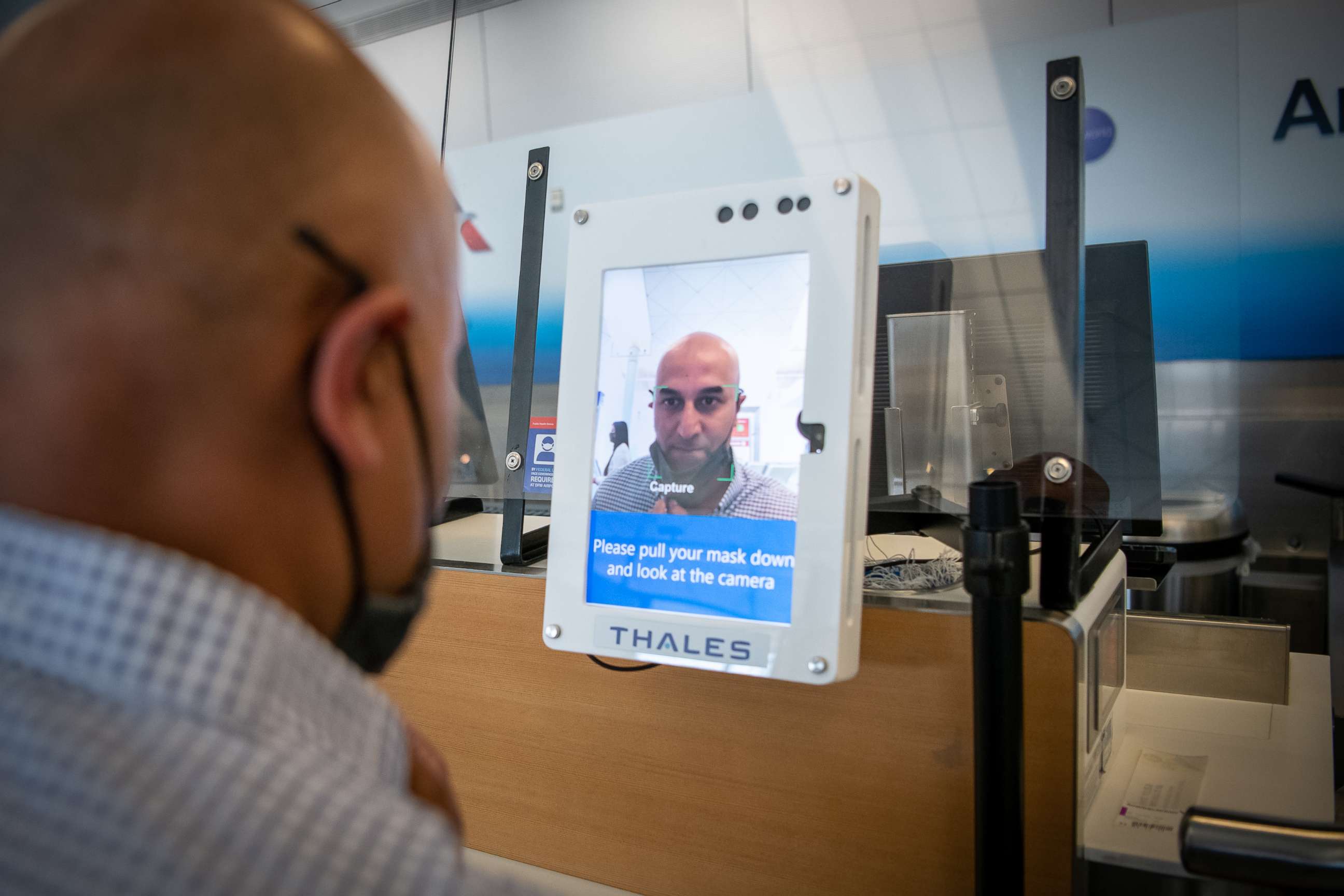 PHOTO: American Airlines is testing biometric boarding in light of COVID-19 concerns. It scans your face to confirm your identity without having to scan a boarding pass.