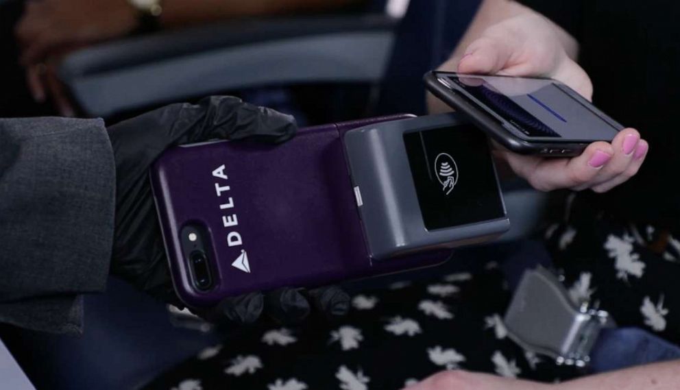 PHOTO: Starting March 16, Delta will allow customers to use tap-to-pay technology that the airline says will enable contactless payment for onboard purchases.
