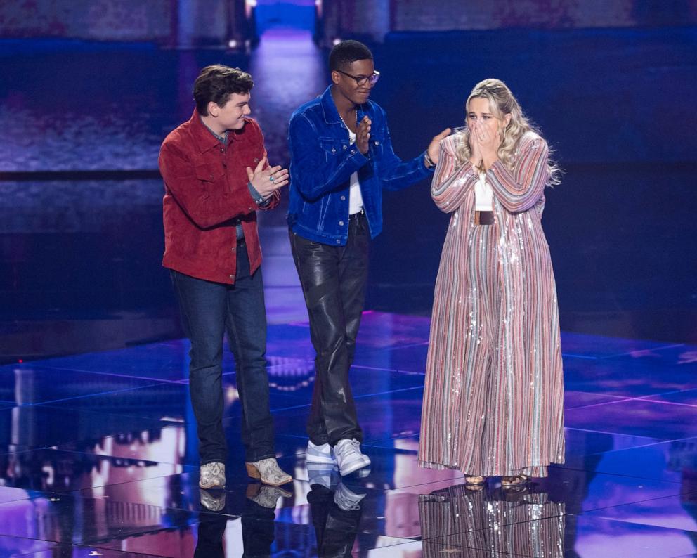 PHOTO: Slater Nalley, Thunderstorm Artis and Breanna Nix on “American Idol.”