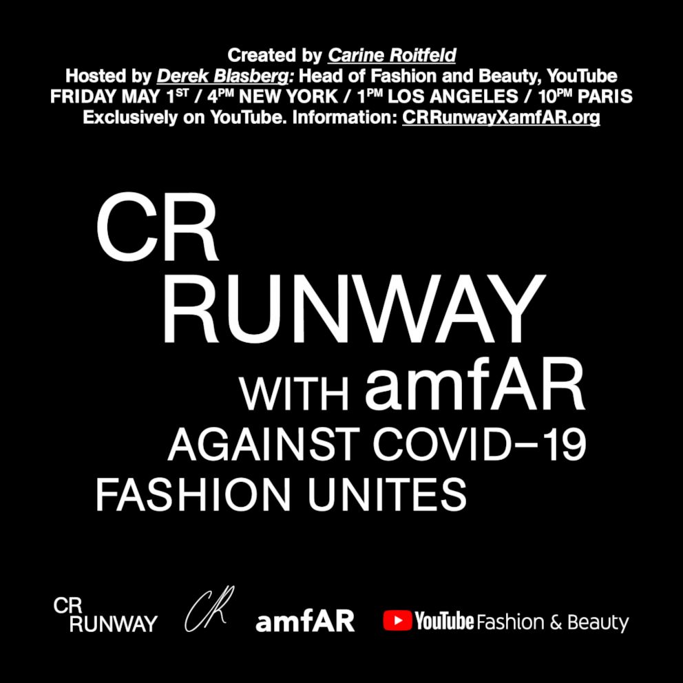 PHOTO: Carine Roitfeld announced a virtual fashion show with amfAR Against COVID-19.