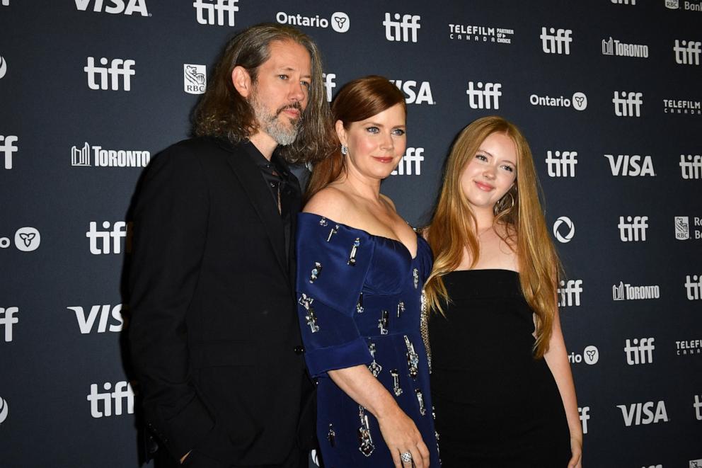 PHOTO: Amy Adams, husband actor Darren Le Gallo and daughter Aviana Le Gallo attend the world premiere of "Nightbitch" at the Princess of Wales Theater during the Toronto International Film Festival (TIFF) in Toronto, Canada, on September 7, 2024.