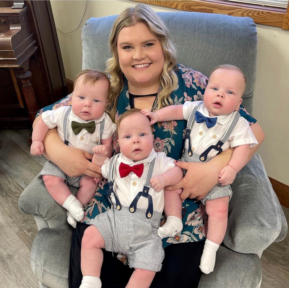 PHOTO: AmyJo Hasselquist with her triplet nephews: James, Thomas, and Henrik.