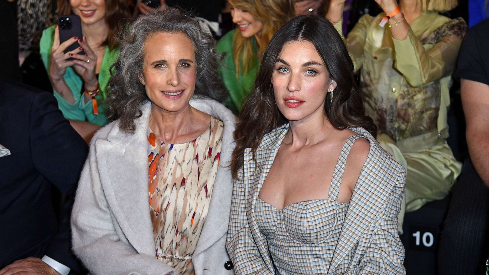 PHOTO: Andie MacDowell and her daughter, singer Rainey Qualley, arrive at the Marc Cain label's show at the offsite fashion show at the former Tempelhof Airport, Berlin, Jan. 19, 2023.