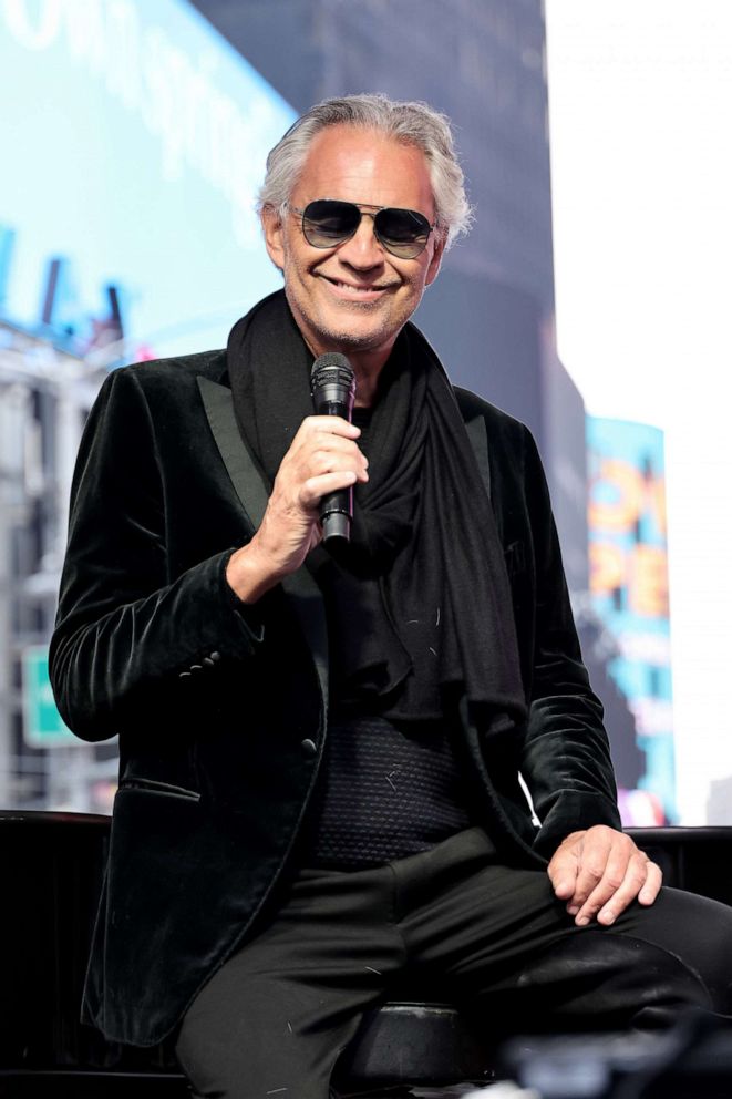 PHOTO: Andrea Bocelli enthralls crowds in Times Square with a performance to celebrate Trinity Broadcasting Network's premiere of THE JOURNEY: A Music Special from Andrea Bocelli, on March 23, 2023, in New York.