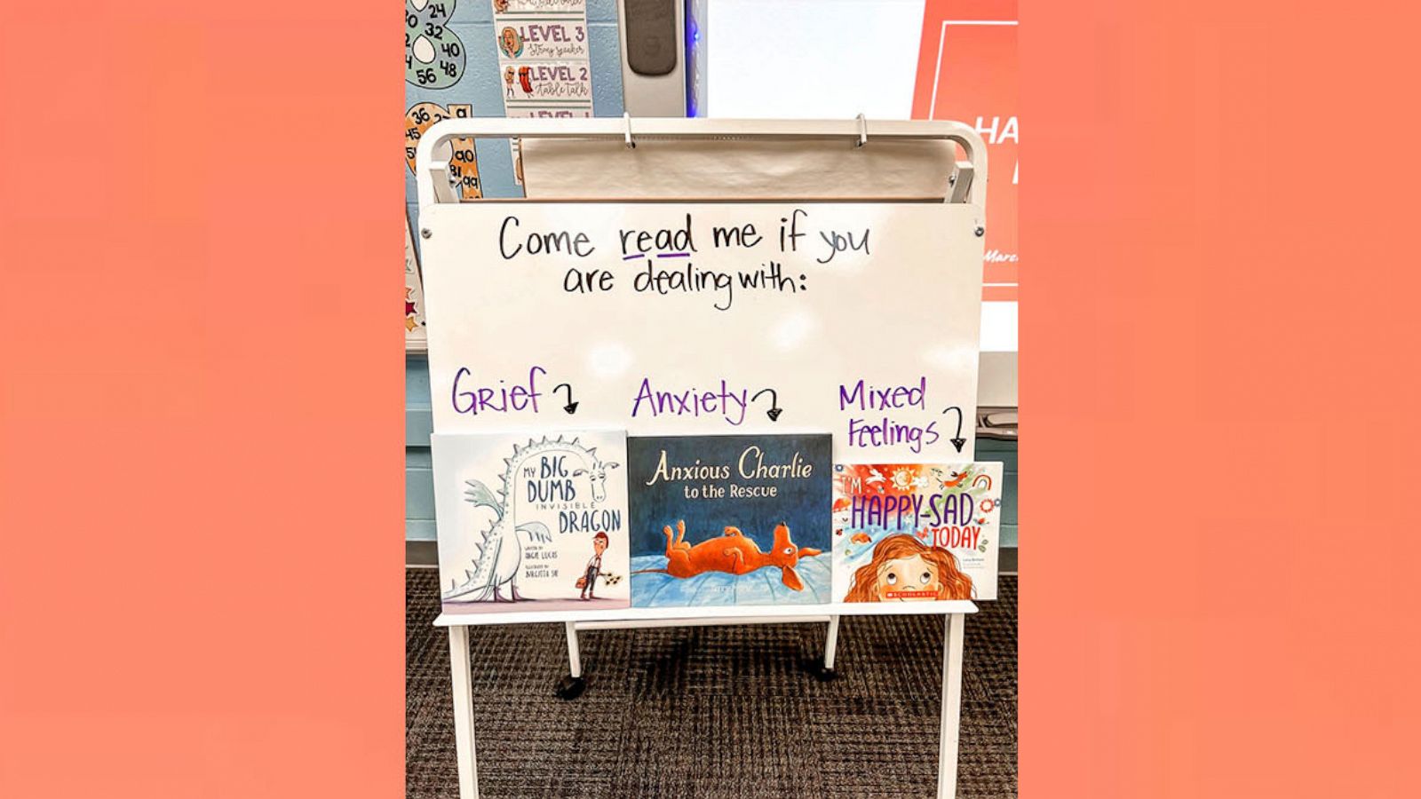 PHOTO: Teacher Andrea Burns is using curated books in the classroom to help her students navigate their feelings, including anxiety and grief.