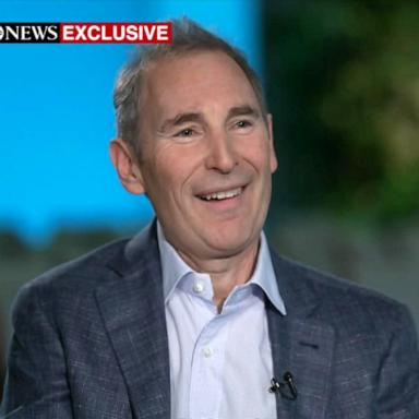 PHOTO: Amazon CEO Andy Jassy speaks with Michael Strahan in an interview that aired on "Good Morning America" on Feb. 27, 2025.