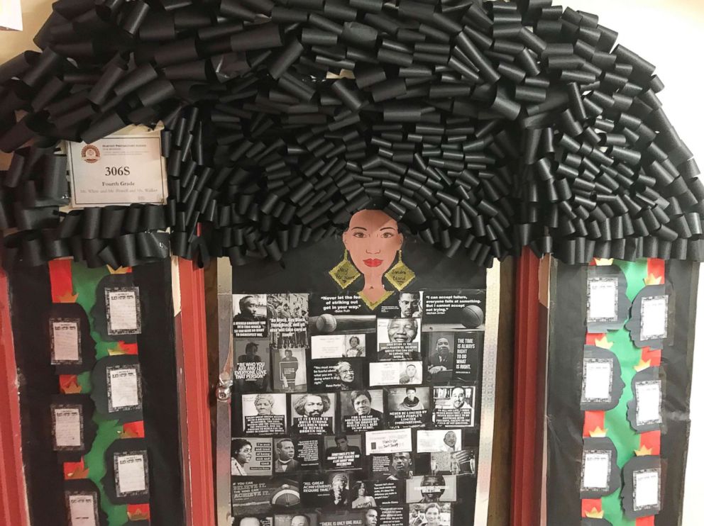PHOTO: Anecia White is a teacher in North Minneapolis, Minn., who decorated her classroom door for Black History Month. 
