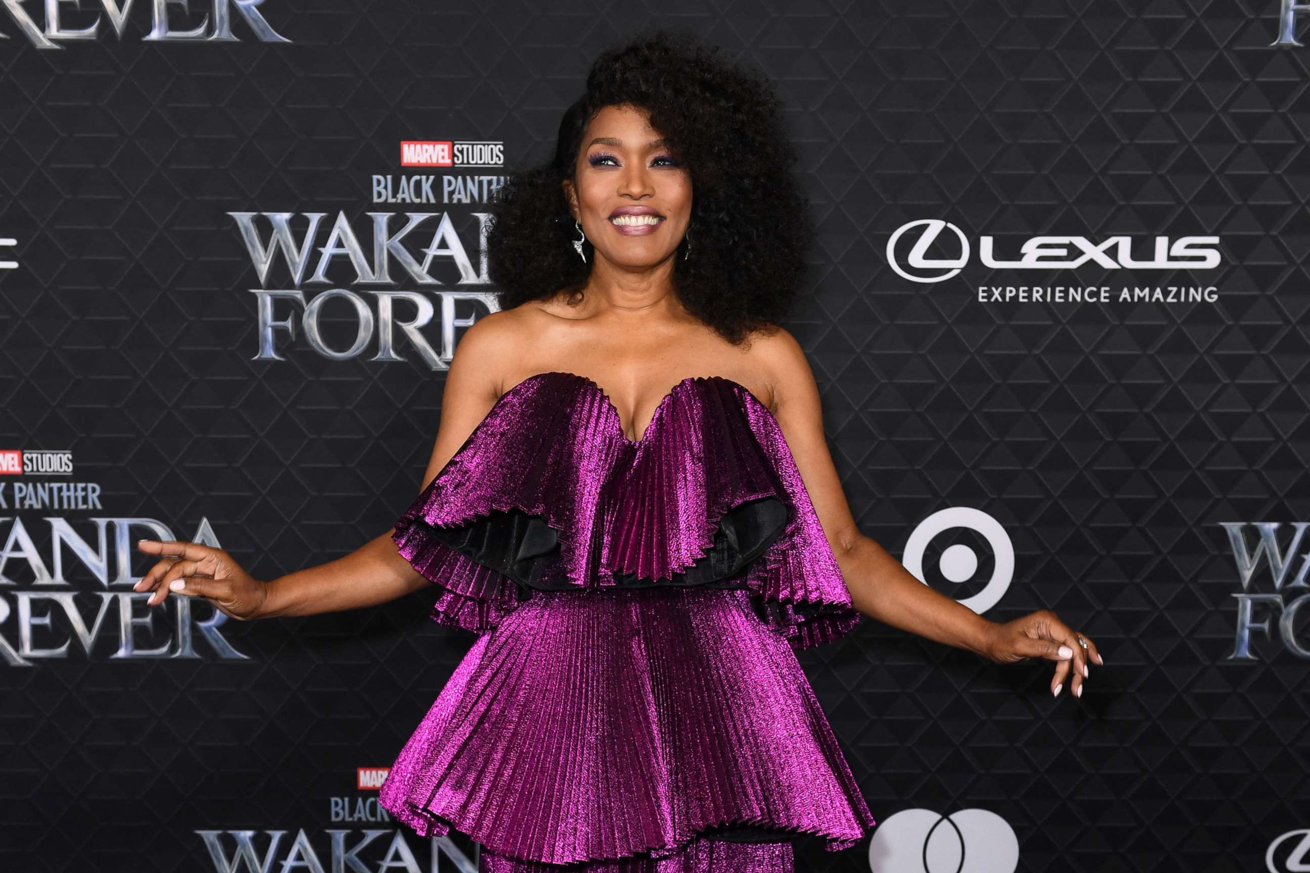 PHOTO: US actress Angela Bassett arrives for the world premiere of Marvel Studios' "Black Panther: Wakanda Forever" at the Dolby Theatre in Hollywood, California, on October 26, 2022.