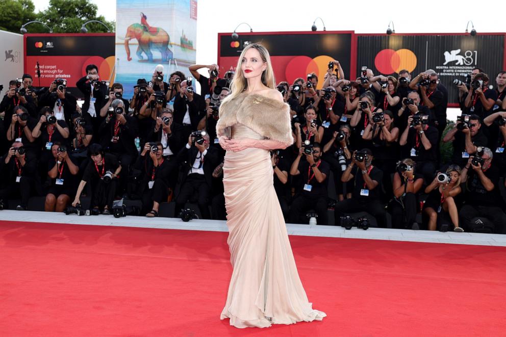 PHOTO: Angelina Jolie attends a red carpet for the series "Maria" during the 81st Venice International Film Festiva, Aug. 29, 2024, in Venice, Italy.