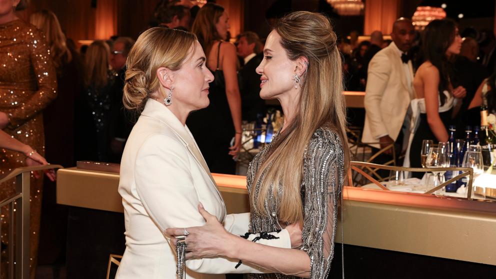 PHOTO: Kate Winslet and Angelina Jolie attend the 82nd Annual Golden Globe Awards, Jan. 5, 2025, in Beverly Hills, Calif.