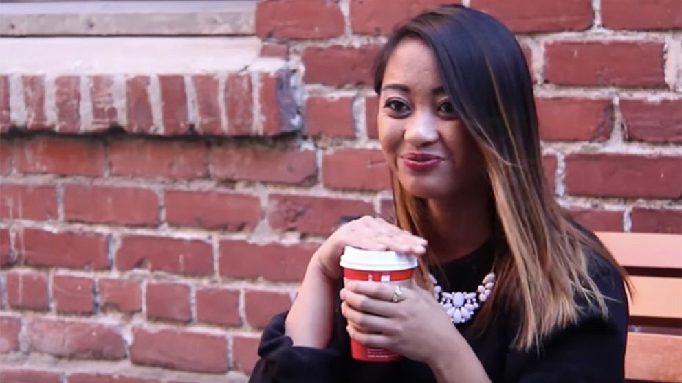 PHOTO: News Fellow, Angeline Bernabe tries her first Pumpkin Spice Latte in 2015 at a Starbucks Coffee Shop in Pasadena, Calif.