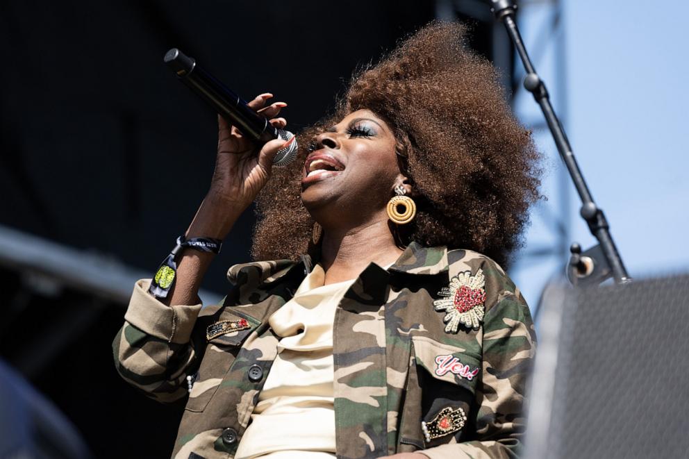 PHOTO: Singer Angie Stone performs onstage during the Smokin Grooves Festival at Los Angeles State Historic Park, on March 19, 2022, in Los Angeles.