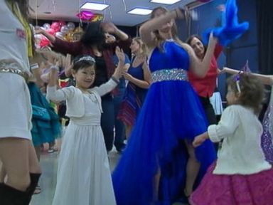 Young children battling cancer get dressed up and dance at Memorial Sloan Kettering Cancer Center.