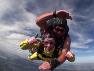 VIDEO: The skydive was led by 91-year-old Marie Kimmey in Ogden, Utah.