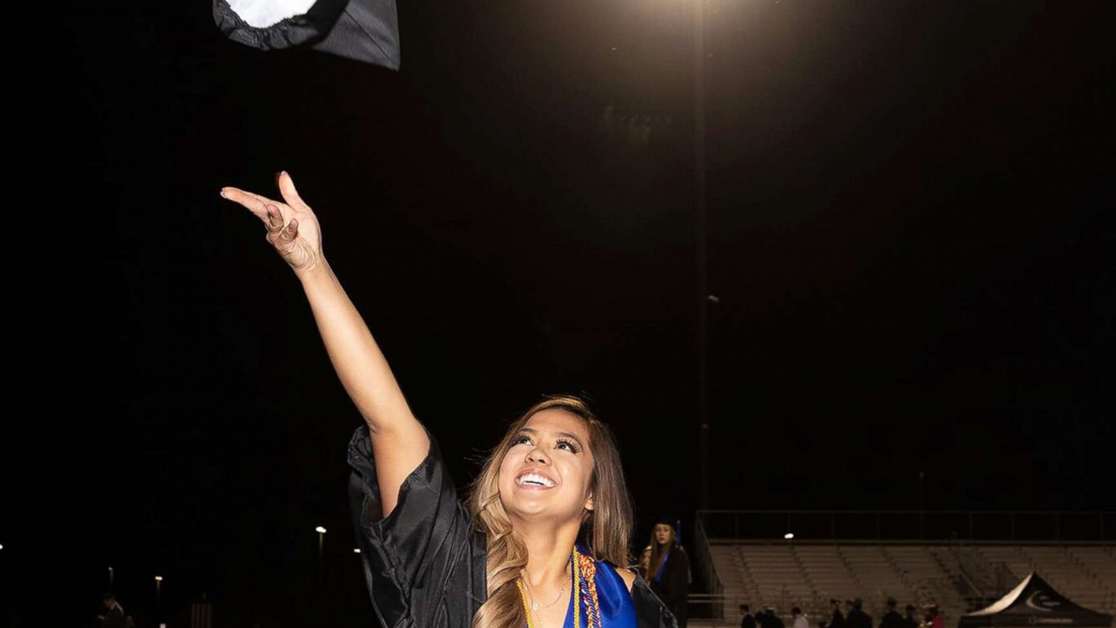 PHOTO: Anna Sarol walked for the first time in years across her graduation stage to receive her diploma.