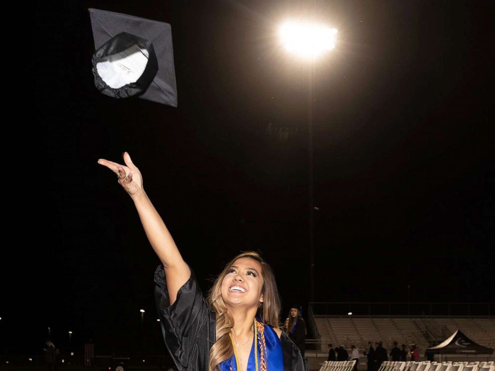 PHOTO: Anna Sarol walked for the first time in years across her graduation stage to receive her diploma.