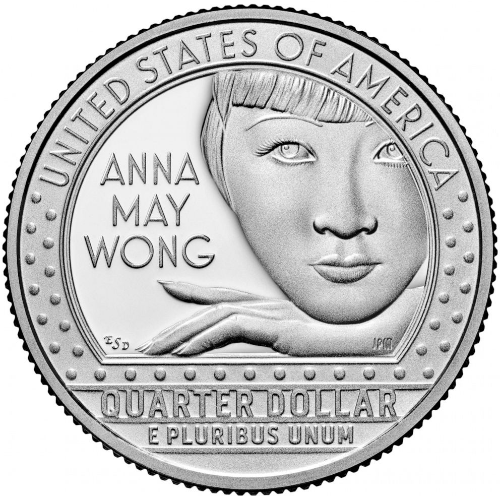 PHOTO: A new US quarter dollar is seen featuring, Anna May Wong, the first Chinese American film star in Hollywood, Jan. 18, 2022.