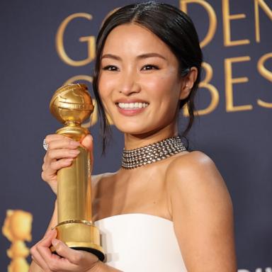 PHOTO: Anna Sawai, winner of the Best Performance by a Female Actor in a Television Series - Drama award for "Shogun," poses in the press room during the 82nd Annual Golden Globe Awards, Jan. 5, 2025, in Beverly Hills, Calif.