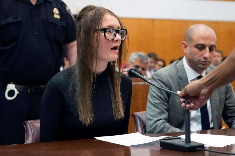 PHOTO: Anna Sorokin apologizes to the court as her attorney Todd Spodek listens during her sentencing at New York State Supreme Court, in New York, May 9, 2019.