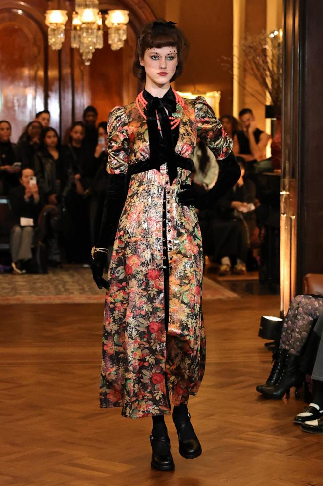 PHOTO: A model walks the runway at the Anna Sui fashion show during February 2025 New York Fashion Week on Feb. 08, 2025 in New York City. 