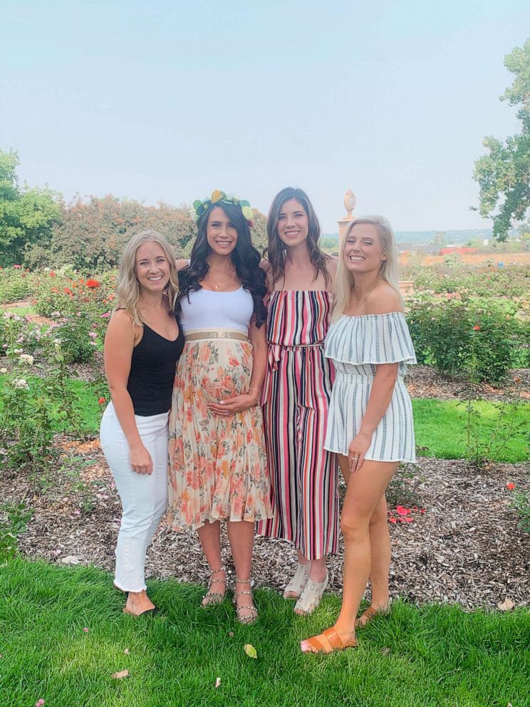 PHOTO: Ford, pictured (far right) with a few of her mom friends, told "GMA," it hasn't been easy for her to make mom friends but she has also found a community of supporting moms online too.